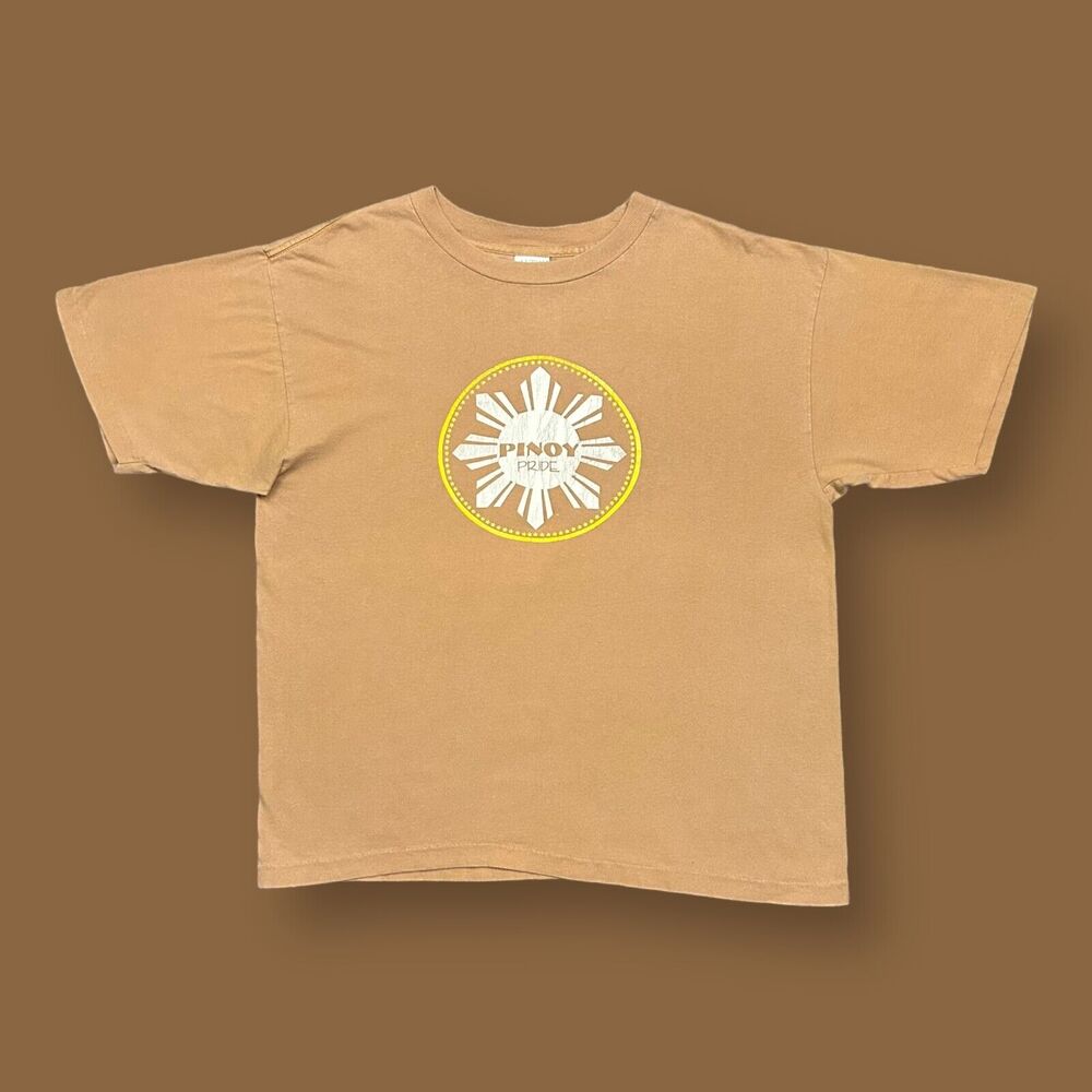 Vintage Sun Faded Shirt Pinoy Pride Shirt Graphic Tee Cotton 90s Orange/Tan